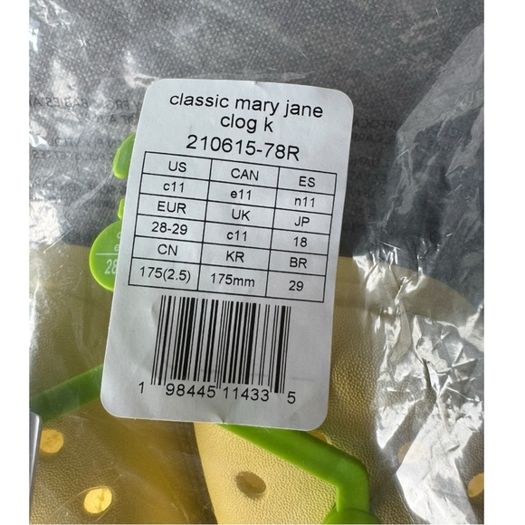 NEW Crocs Classic Mary Jane Clog K - Kids Size C11 - Yellow - Picture 8 of 11